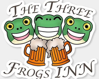 Three Frogs Inn D&D D20 gaming Vinyl sticker