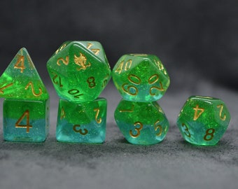 Green Teal Resin Dice Set: Leviathan Uber Dungeon Exclusive