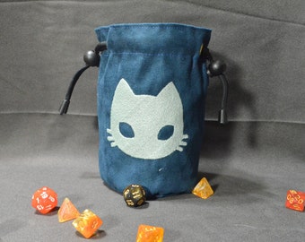 Embroidered Cat Dice Bag: Glow in the Dark Suede