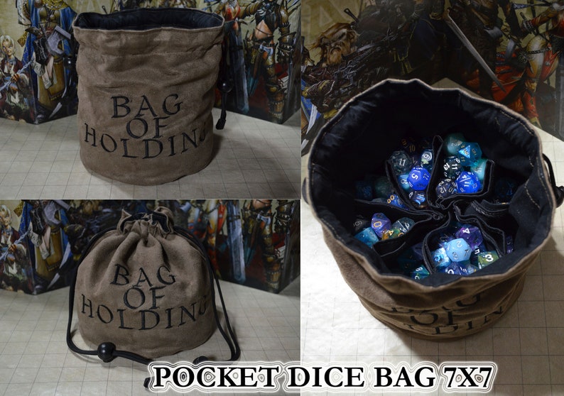 Dice Bag bag of holding Embroidered Suede image 5