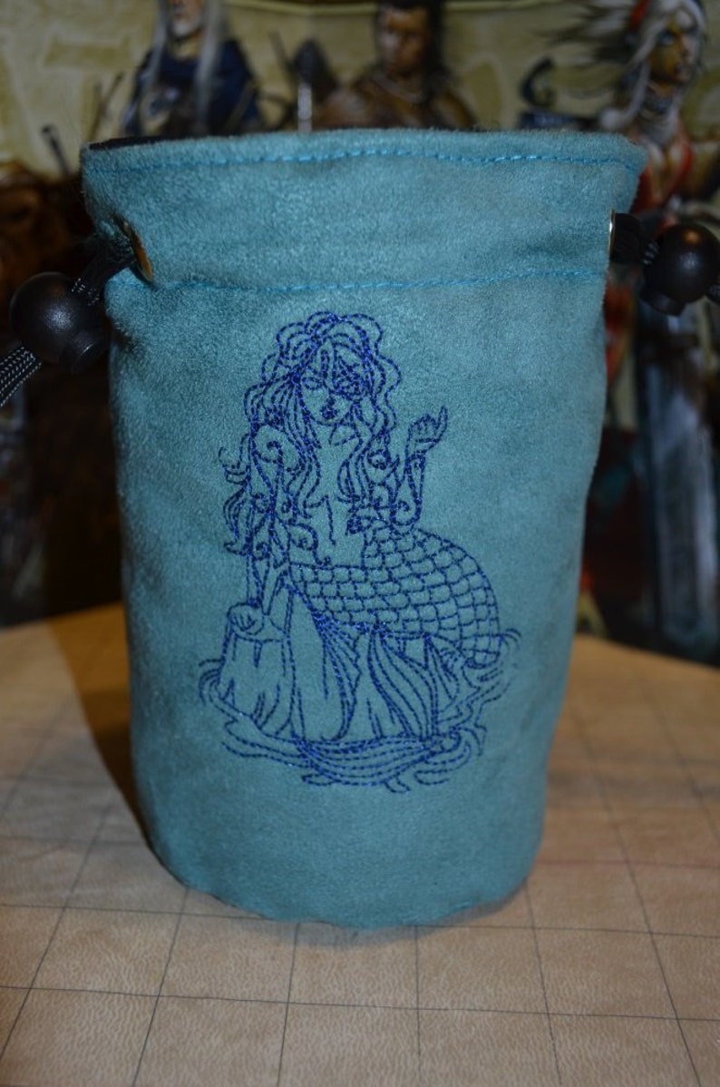 Dice Bag Mermaid Embroidered suede image 1