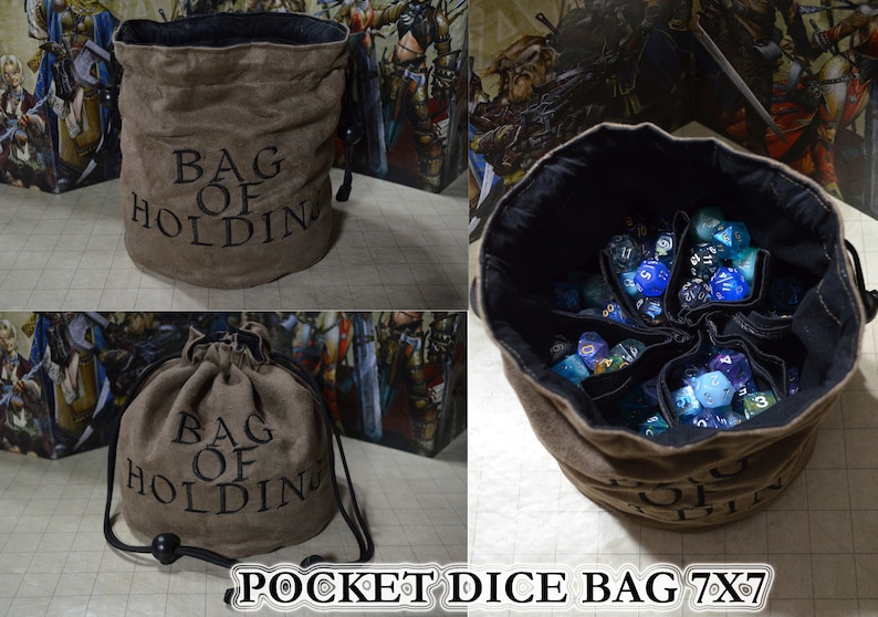 Dice Bag Tiger Embroidered Dark Brown Suede