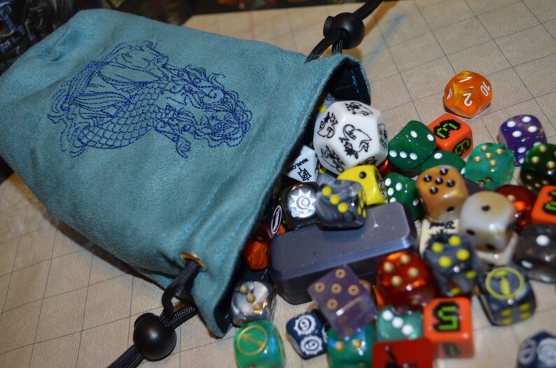 Dice Bag Mermaid Embroidered suede image 3