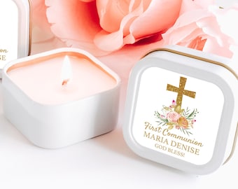 First Communion Candle Favors 12ct Holy Cross Candles, Recuerdos para Primera Comunion, Baptism Favor Ideas, Candles, Baptism Candle