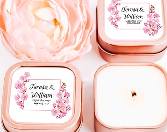Japanese Cherry Blossom Favors 12ct Cherry Blossom Candle Label - Wedding Candles - Personalized Candle Favors Bulk - Candle Favor - Sakura
