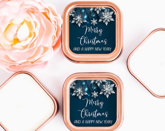 Christmas Candles 12ct Candle Favors, Jingle Bells Candle Favors, Christmas Favor Ideas, Premium Soy Candles, Rose Gold Personalized Candles