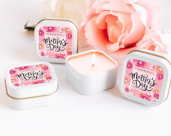 Mothers Day Candles 12ct Custom Candle Gifts Mothers Day Candle Favors Candle Tin Favors Giveaway Ideas Mothers Day Gift Ideas Bulk Candles