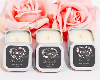 Japanese Cherry Blossom Candles 12ct Cherry Blossom Square Candle - Wedding Candles - Personalized Bulk Candles - Soy Candle Favor - Sakura