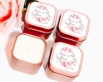 Japanese Cherry Blossom Candles 12ct Cherry Blossom Square Candle - Wedding Candles - Personalized Bulk Candles - Soy Candle Favor - Sakura