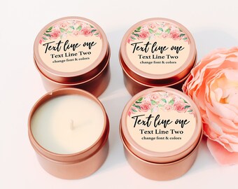 Rose Gold Wedding Favors 12ct Custom Candle - Wedding Favors - Personalized Wedding Favors Bulk Candle Favors for Wedding Guests