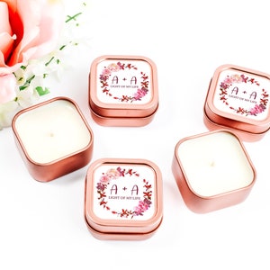 Rose Gold Candle Favors 12ct Floral Candles, Wreath Bridal Shower Candle Favors, Bridal Shower Favors, Bulk Candle Favors, Custom Candle