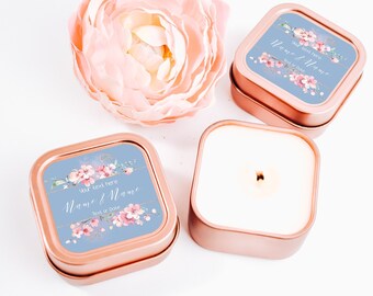 Japanese Cherry Blossom Favors 12ct Cherry Blossom Candle Label - Wedding Candles - Personalized Candle Favors Bulk - Candle Favor - Sakura