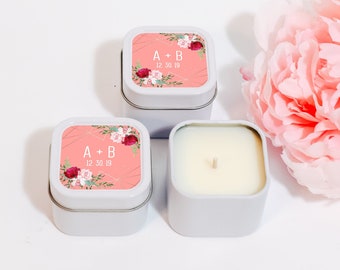 Candle Tins Bridal Shower Candles Custom Candle Favors Personalized Favors Personalized Candle Favors Candle Tin Favors Soy Bulk Candles