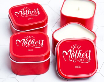 Mothers Day Candles 6ct - Custom Candle Gifts Mothers Day Candle Favors Candle Tin Favors Giveaway Ideas Mothers Day Gift Ideas Bulk Candles