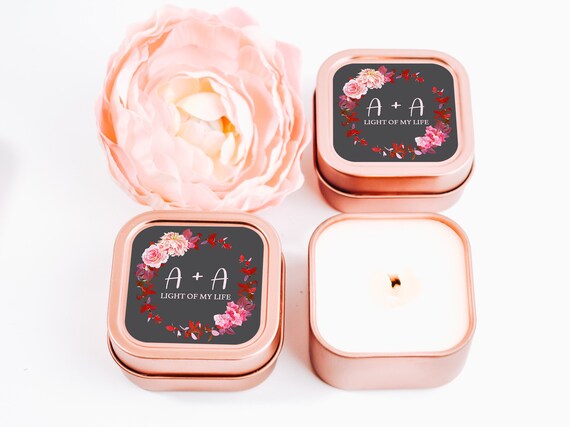Rose Gold Candle Favors 12ct Floral Candles, Wreath Bridal Shower Candle Favors, Bridal Shower Favors, Bulk Candle Favors, Custom Candle Il_570xn