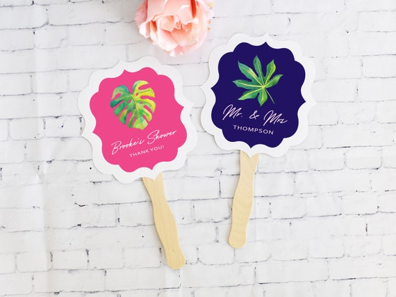 Palm Leaf Hand Fan 24ct Bridal Shower Paddle Fan - Mr & Mrs Fan - Hand Fan - Cooling Fan - Paper Fan - Wedding Favors Tropical Anniversary Il_570xn