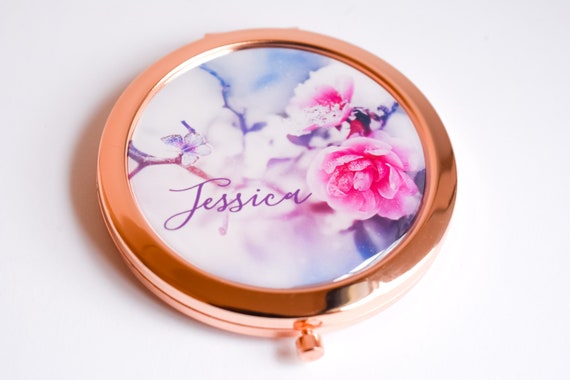 Winter Rose Compact 1ct Unique Personalized Gift Mirror Gold Mirrors - Rose Gold Mirrors - Personalized Gifts for Women - Compact Gift Il_570xn