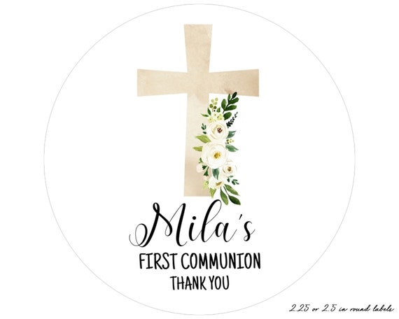 Christening Labels 24ct - Baptism Sticker Labels - Floral ...