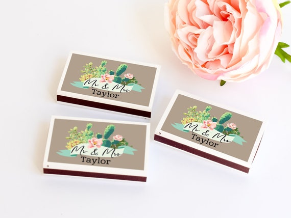 Desert Wedding Matches 50ct Vintage Wedding Matches Favor, Succulent Wedding Favors, Match Boxes, Bridal Shower Favors, Anniversary Favors Il_570xn