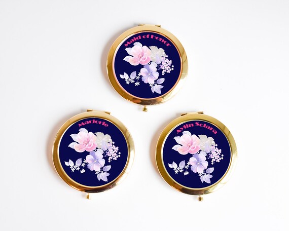 Bride Gift Mirror Compact 1ct Personalized Bridesmaid Gifts Floral Mirror Unique Bridesmaid Compact Mirror Maid of Honor Gift Flower Girl Il_570xn