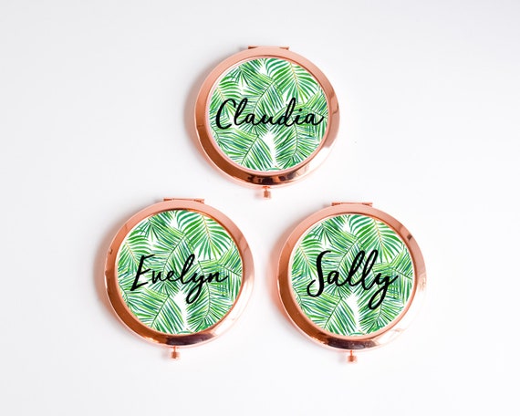 Palm Leaf Mirror 1ct Palm Leaf Bridesmaid Gifts Tropical Bachelorette Gift Tropical Gifts for Bachelorette Party Favors Palm Springs Leaves Il_570xn