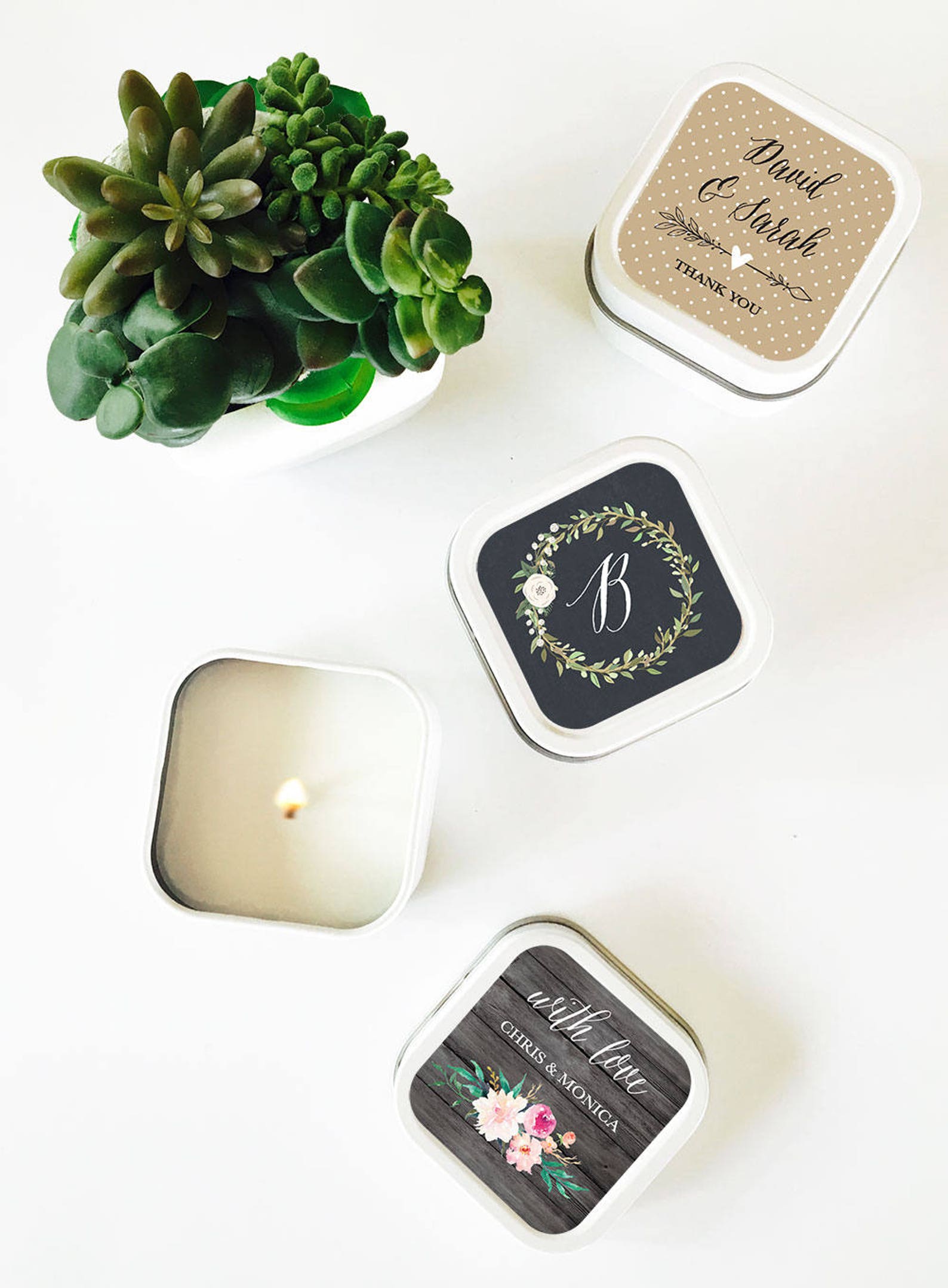 Wedding Candle Favors 24ct Candle Tin Favors Vintage Wedding Etsy