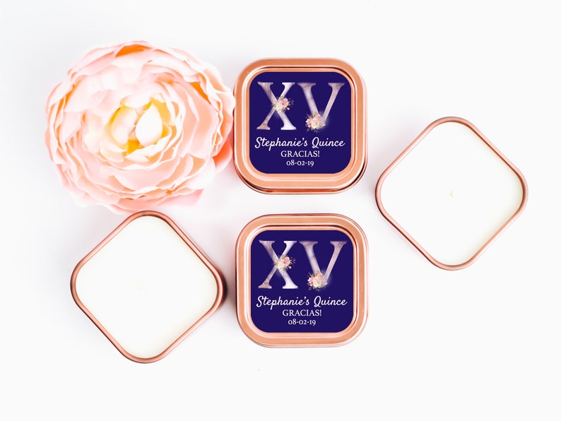 Mr /& Mrs Favors Monogram Candle Favors 12ct Personalized Candles Wedding Rose Gold Square Tin Candle Personalized Bulk Candle Favors