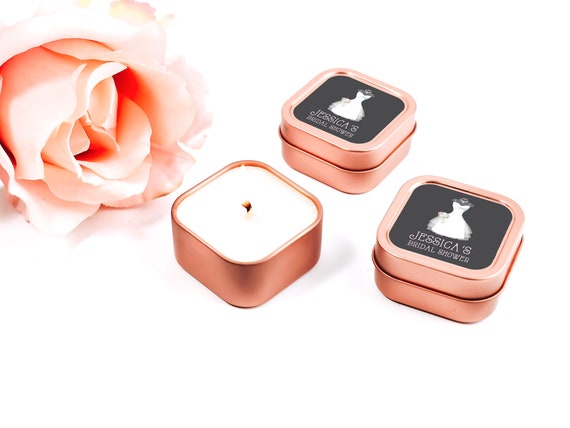Bridal Shower Candles 12ct - Rose Gold Bulk Candle Favors - Personalized Candles - Candle Favors - Unique Bridal Shower Favors Soy Candle Il_570xn