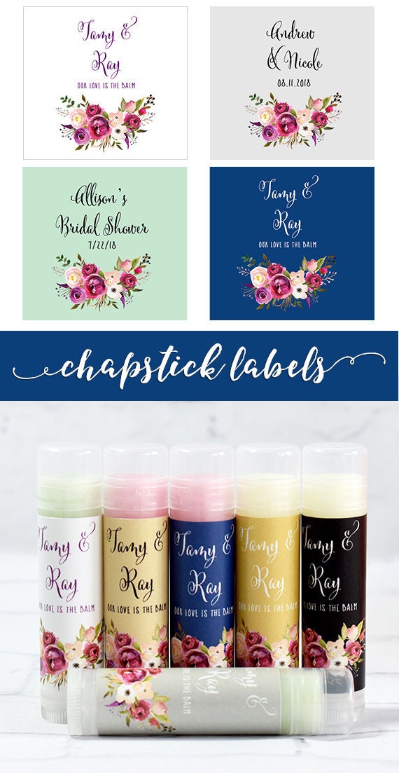 Bridal Shower Chapstick Label 30ct - Personalized Lip Balm Labels - Lip Balm Tube Label - Floral Labels - Wedding Chapstick Label ONLY Il_570xn