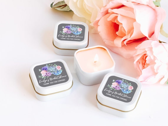 Succulent Bouquet Candles 12ct Bridal Shower Candles Desert Flower Candle Personalized Favors Personalized Candle Favors Candle Tin Favors Il_570xn