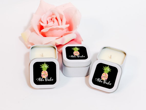 Pineapple Candle Favors 12ct Beach Quinceanera Favors, Tropical Birthday Favors, Pineapple Party Favor, Candle Tin Favors, Sea Party Theme Il_570xn