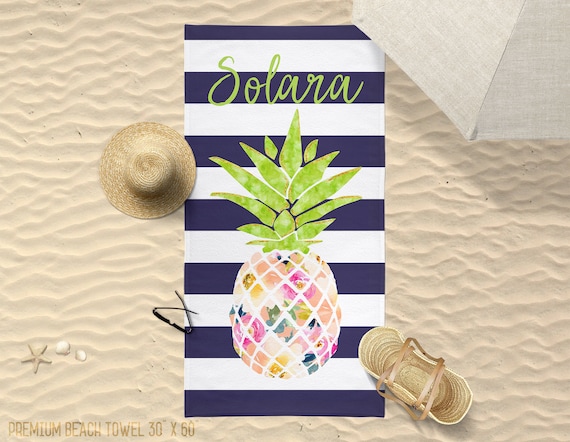 Personalized Pineapple Towel | Beach Towel | Pool Towel | Bathroom Towel | Customized Beach Towel | Birthday Gift | Bridesmaid Gift | Summer Il_570xn