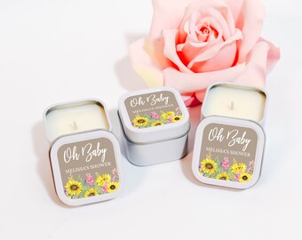 Bridal Shower Candles 12ct Personalized Candle Favors - Light of My Life - Sunflower Candles, Candle Favors, Party Favors, White Soy Candle