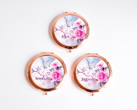 Winter Rose Compact 1ct Unique Personalized Gift Mirror Gold Mirrors - Rose Gold Mirrors - Personalized Gifts for Women - Compact Gift Il_570xn