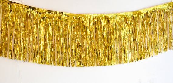 Gold Fringe Garland - Gold Metallic Curtain Decoration - Luau Backdrop Decor - Gold Fringe Garland - Gold Metallic Birthday Backdrop Decor Il_570xn