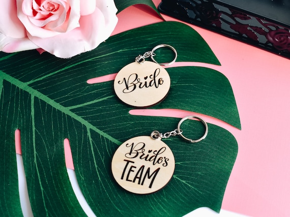 Bridesmaid Keychain 1ct Brides Team Keychain - Wood Bridal Party Keychains - Bridesmaid Gifts - Maid of Honor Keychain - Team Bride Gift Il_570xn