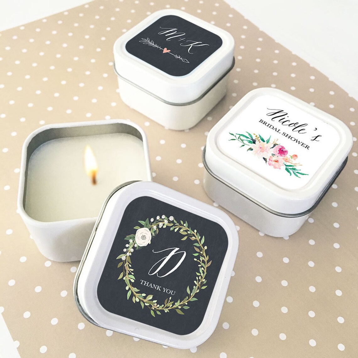 Wedding Candle Favors 24ct Candle Tin Favors Vintage Wedding Etsy