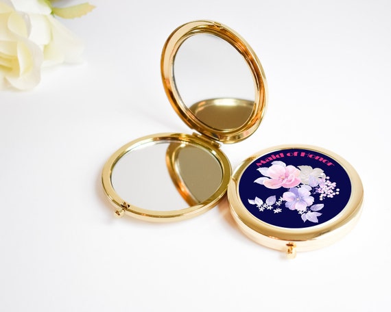 Bridesmaid Rose Gold Compact 1ct Personalized Bridesmaid Gifts Floral Mirror Unique Bridesmaid Compact Mirror Maid of Honor Gift Flower Girl Il_570xn