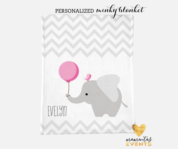 Elephant Personalized Blanket - Baby Blanket with Name - Custom Minky Blanket - Baby Gift - Baby Shower Idea - Personalized Baby Shower Gift Il_570xn