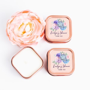 Succulent Wedding Candles 12ct Floral Hydrangea Candle Favors - Unique Candle Favors-  Bridal Shower Favor Ideas- Soy Candle Favors Lilac