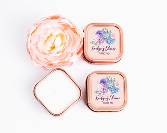 Succulent Wedding Candles 12ct Floral Hydrangea Candle Favors - Unique Candle Favors-  Bridal Shower Favor Ideas- Soy Candle Favors Lilac