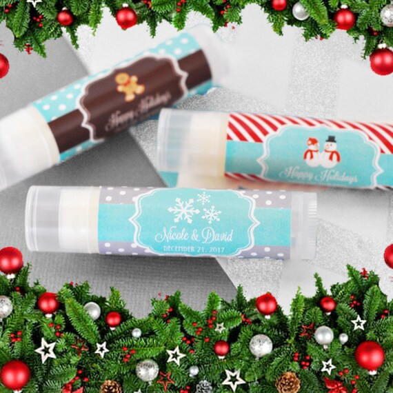Frozen Favors, Christmas Favors, Personalized Lip Balm Tubes, Snowflake, Snowman, Eat Drink Be Merry, New Year, Holiday Favors - Pick Qty Il_570xn