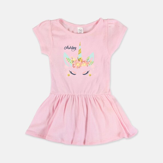 Personalized Dress, Gift Ideas for Girls, Custom Unicorn Dress, Rabbits Skins Dress, Dress with Name, Baby Gift Ideas, Toddler Gift Idea Il_570xn