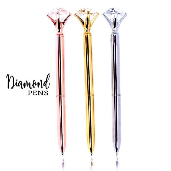 Diamond Pen - Rose Gold Pen - Stationary - Bride Gift Ideas - Guest Book Pen - Chic Decor - Planner Pen - Pen Gifts - Wedding Gift- Gold Pen Il_570xn