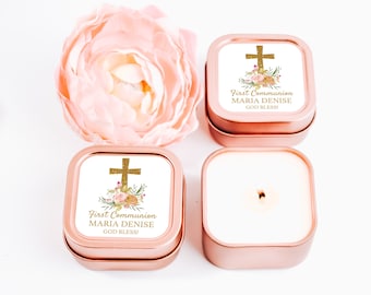 First Communion Candle Favors 12ct Holy Cross Candles, Recuerdos para Primera Comunion, Baptism Favor Ideas, Candles, Baptism Candle Favor
