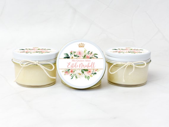Quinceanera Candle Favors 12ct Personalized Candles - Sweet Sixteen Favors - Personalized Bulk Candle Favors - 4oz Mason Jar Candle Il_570xn