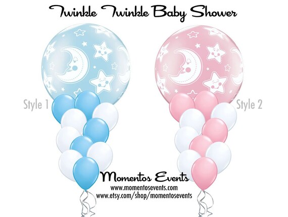 Twinkle Twinkle Balloon Bouquet, 3ft Round Balloon, 36" Balloon, Baby Shower Balloon Bouquet, Twins Baby Shower Balloon Decorations Il_570xn