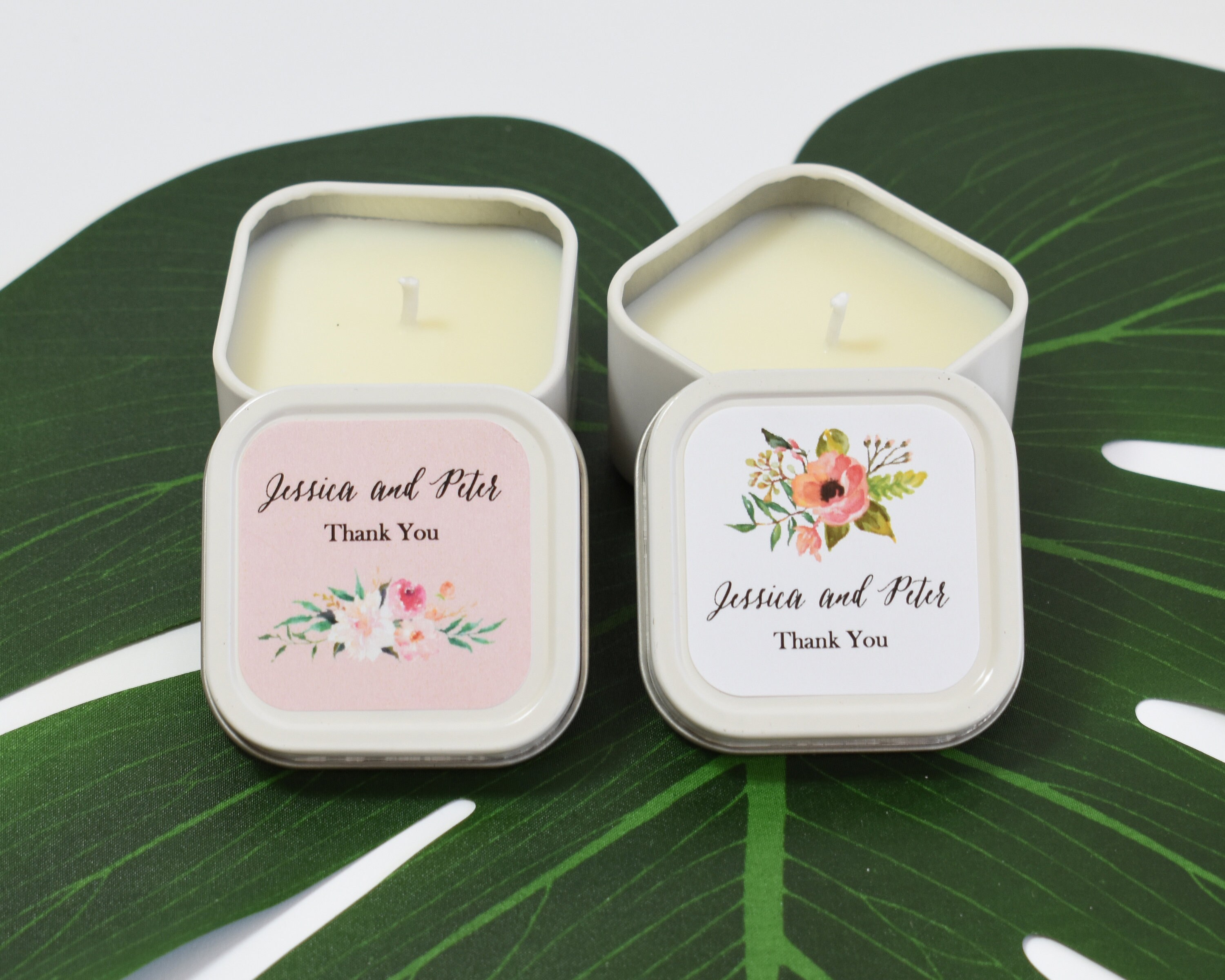 Floral Candle Favors 24ct Candle Tin Favors Vintage Wedding Etsy