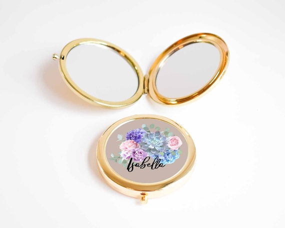 Dessert Flower Compact 1ct Unique Personalized Gift Mirror Gold Mirrors - Rose Gold Mirrors - Personalized Gifts for Women - Compact Gift Il_570xn