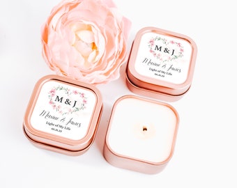 Japanese Cherry Blossom Candles 12ct Cherry Blossom Square Candle - Wedding Candles - Personalized Bulk Candles - Soy Candle Favor - Sakura